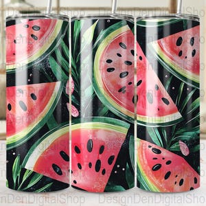 Watermelon Tumbler Wrap Design, 20 oz Skinny Tumbler PNG, Summer Vibes Sublimation, Cute Drink Wrap
