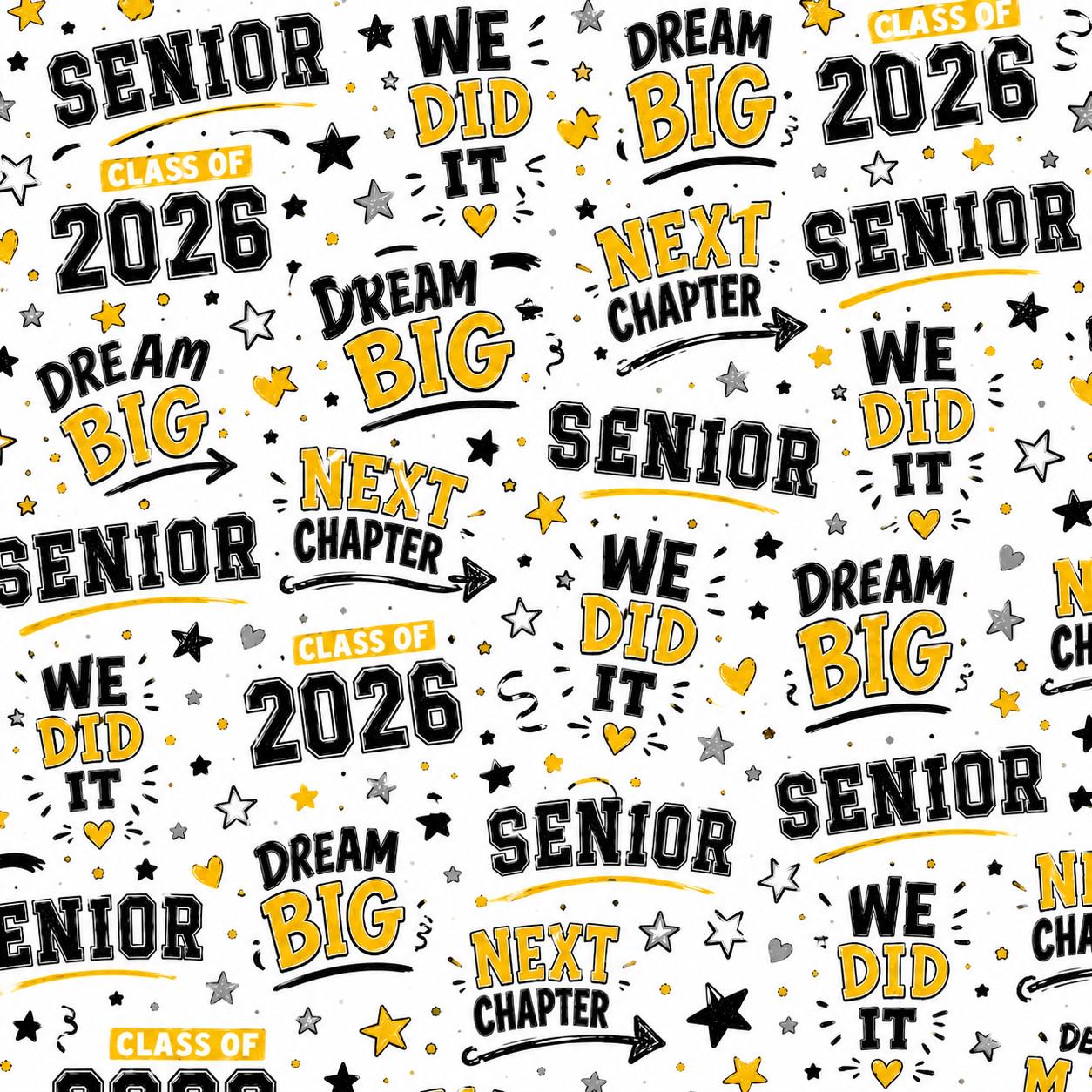 2026 Graduation Scrapbook Kit – Yellow Black and White Senior Papers ...