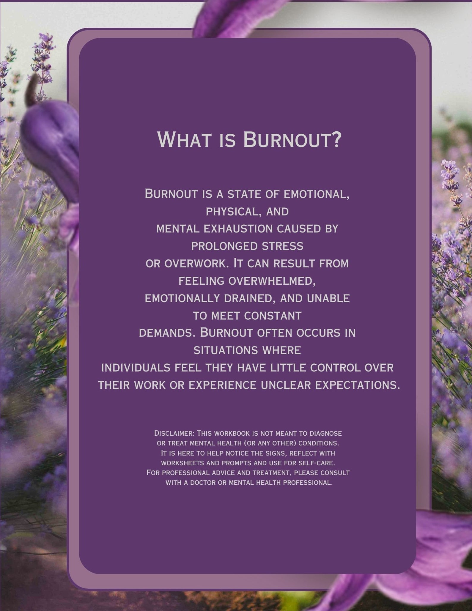 Burnout Workbook Printable | Self Care Journal, Mental Health ...