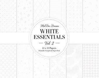 White Essentials Vol. 2 – Printable Scrapbook Paper Pack