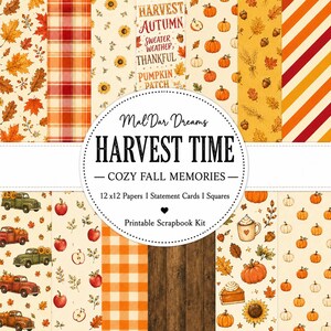Autumn Harvest Scrapbook Kit | Fall Papers & Cards | Pumpkin Patch Printable Papers | Autumn Journal Cards | Thanksgiving Scrapbook Kit
