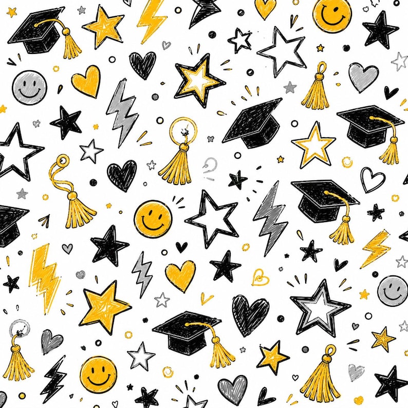 2026 Graduation Scrapbook Kit – Yellow Black and White Senior Papers ...