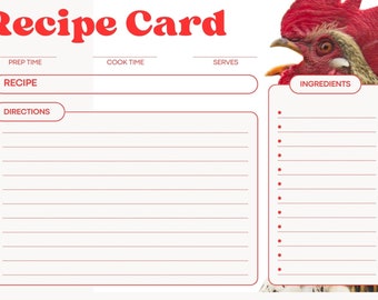 Rooster Recipe Card
