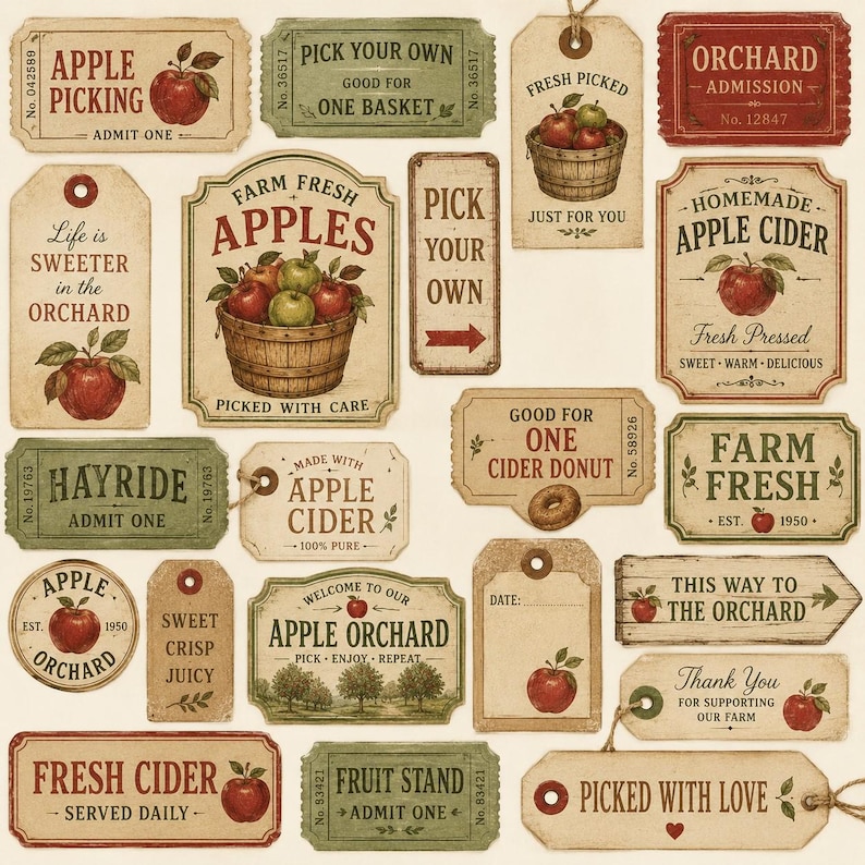 Apple Picking Scrapbook Paper Pack | 12x12 Printable Autumn Orchard Papers | Fall Harvest Digital Papers | Apple Cider Farm Theme image 9