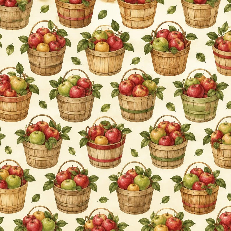 Apple Picking Scrapbook Paper Pack | 12x12 Printable Autumn Orchard Papers | Fall Harvest Digital Papers | Apple Cider Farm Theme image 10