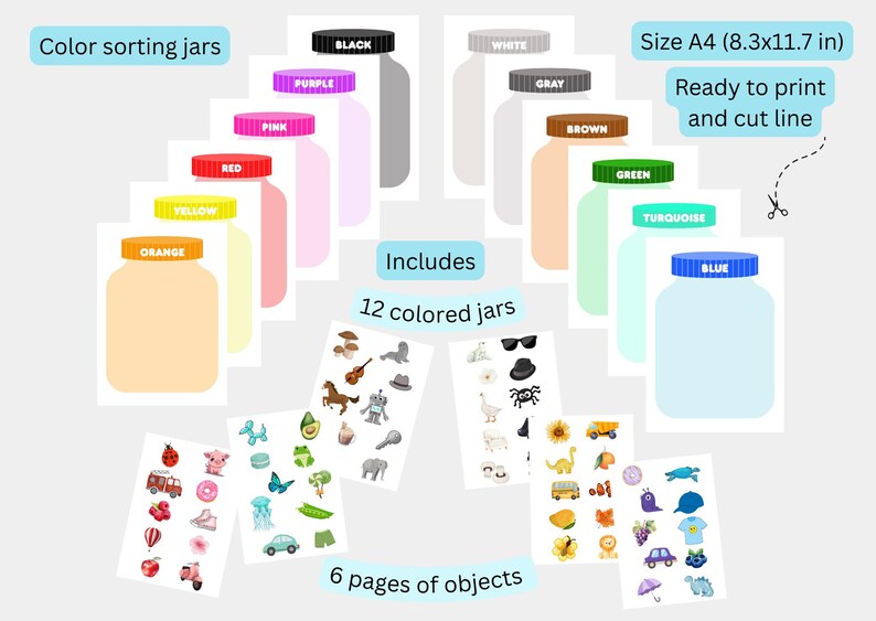 Color Sorting Game | Montessori Printable Activity for Kids, Preschool ...