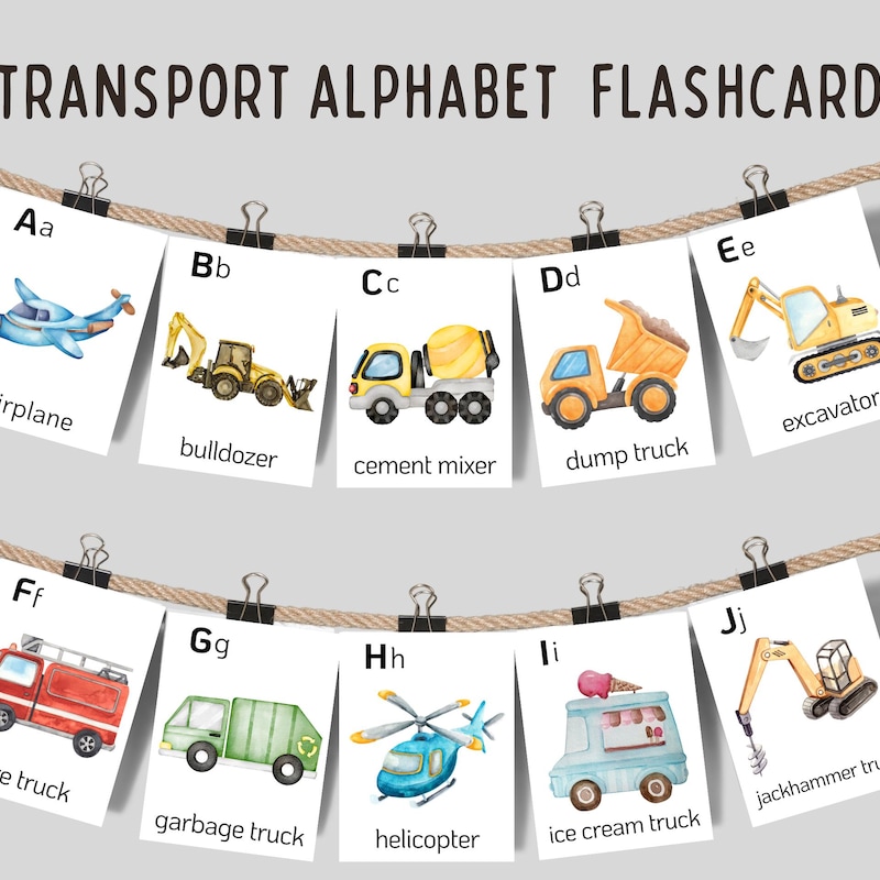 Alphabet Vehicle Cards - Etsy