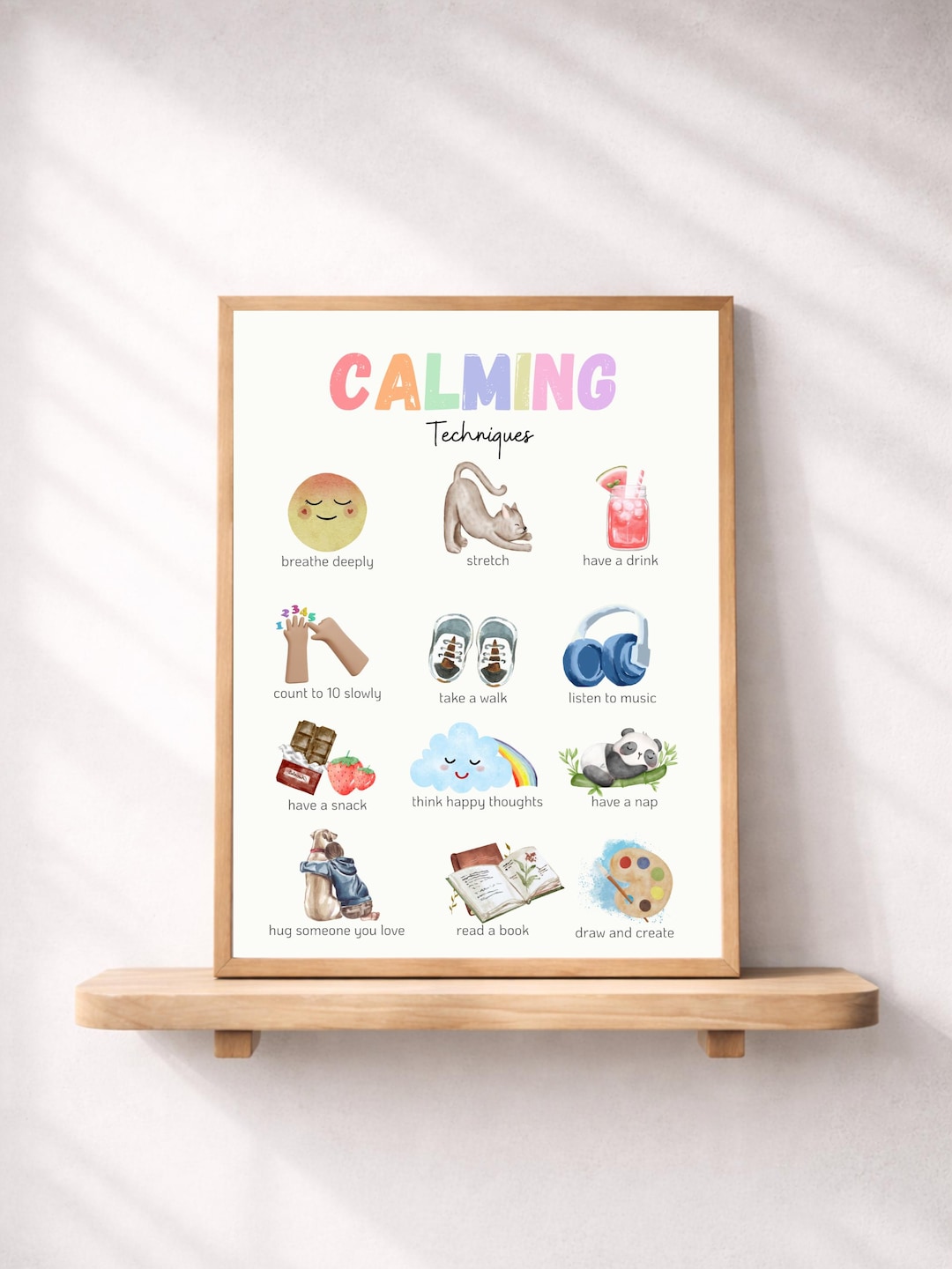 Calming Techniques Poster Printable for Kids, Coping Skills Chart ...