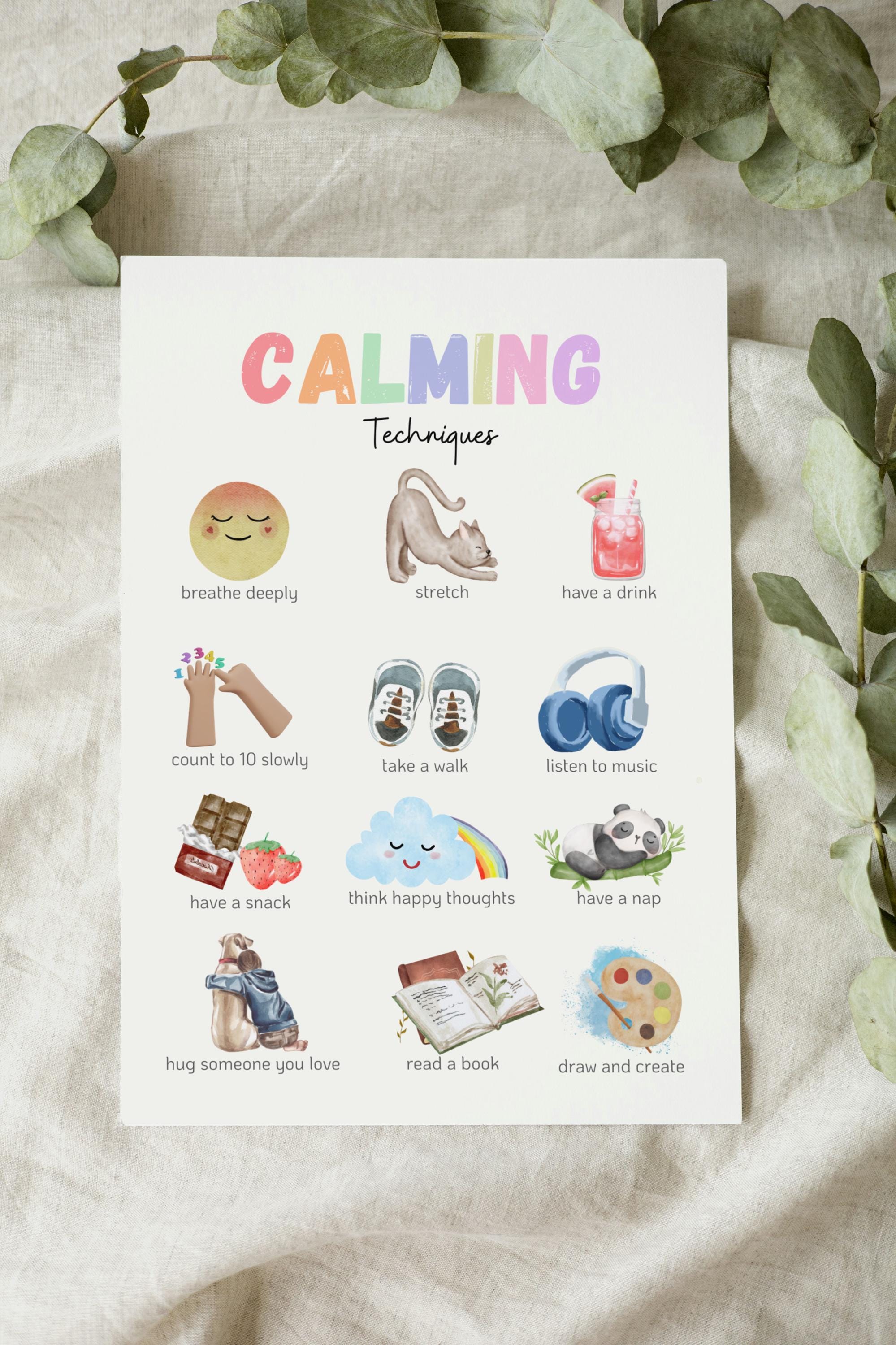 Calming Techniques Poster Printable for Kids, Coping Skills Chart ...