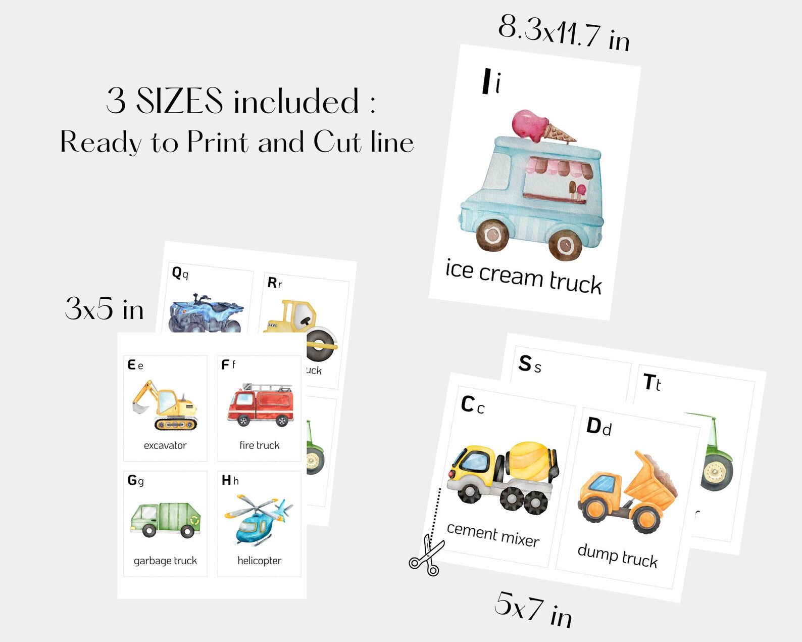 Transport Alphabet Flashcards | Printable ABC Learning Cards With Cars ...