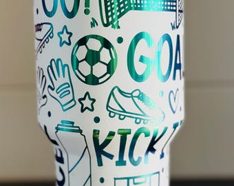 40 oz soccer tumbler/mug