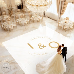 Custom Wedding Dance Floor Wrap | Self Stick Dance Floor | Gold Monogram Vinyl Floor Decal | Reception Dance Floor | Wedding Decor