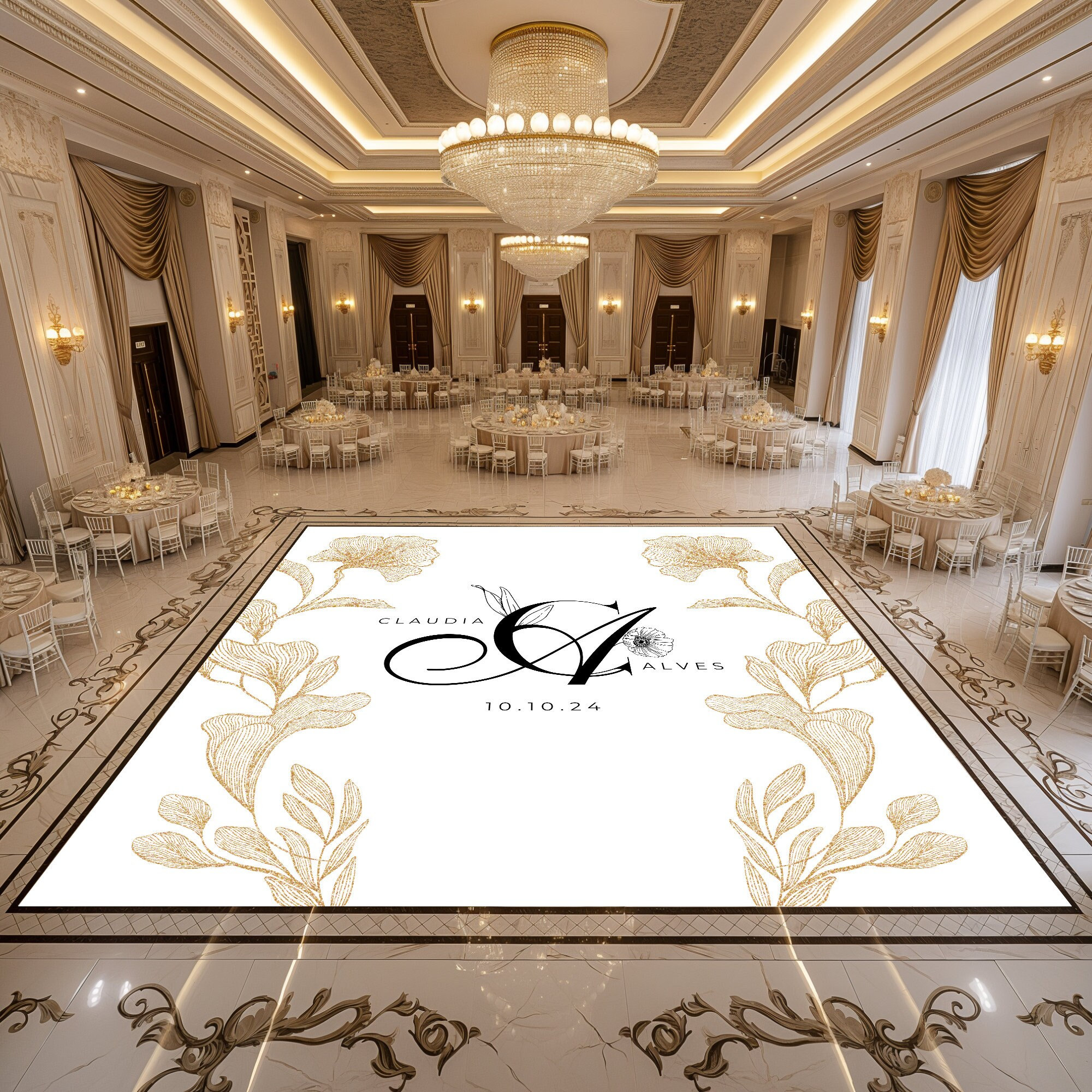 Custom Vinyl Dance Floor | Wedding Dance Floor Wrap | Premium Dance Floor | Monogram Floor Decal | Reception Floor | Wedding Decor