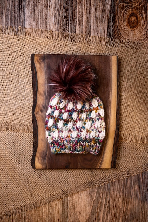New Leaf Beanie (Adult) - 100% Merino Wool Beanie (Red, White, Rainbow)