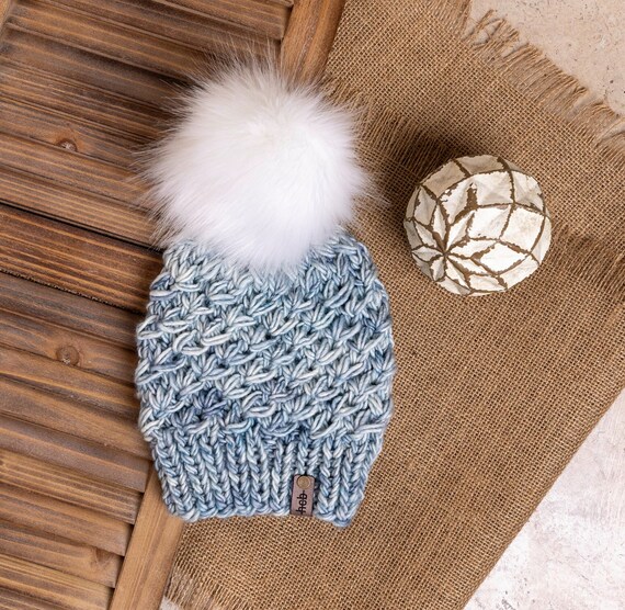 Baby Blue Crush (Toddler) - 100% Merino Wool Beanie (Light Blue)