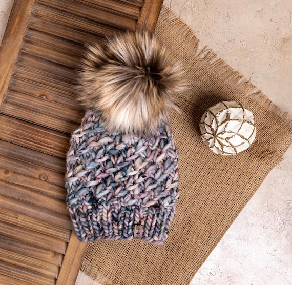 Pink and Blue Crush (Adult) - 100% Merino Wool Beanie (Pink & Blue)