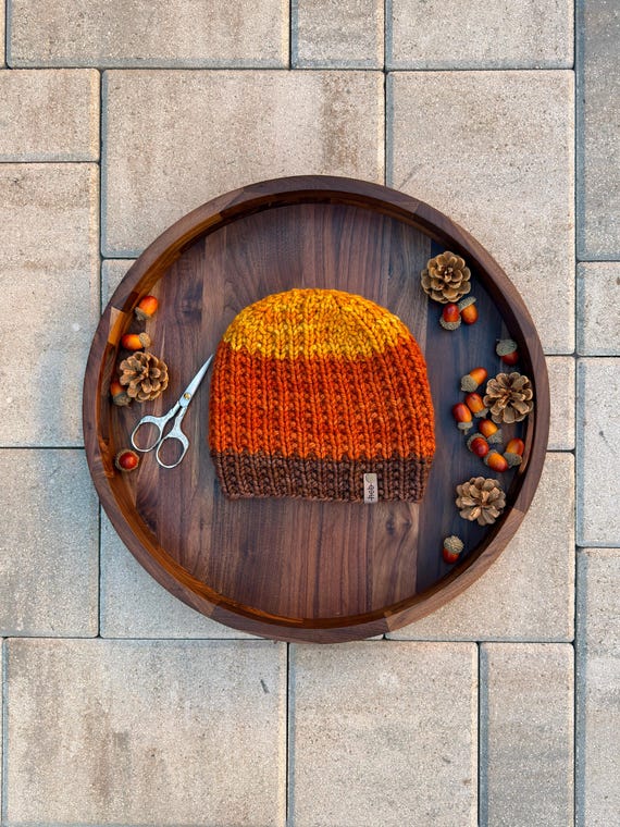 Headcase OG Candy Corn Beanie, Orange/Brown (Adult) - 100% Merino Wool & Mohair