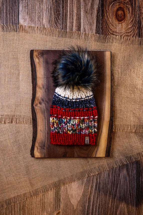 Eco Beanie (Adult) - 100% Merino Wool Beanie (Red, White, Blue)