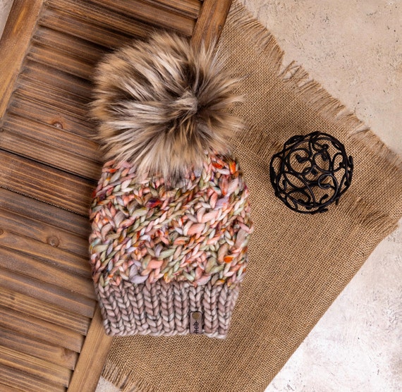 Mekong River Beanie (Adult) - 100% Merino Wool Beanie (Natural/Peach/Orange/Pink)