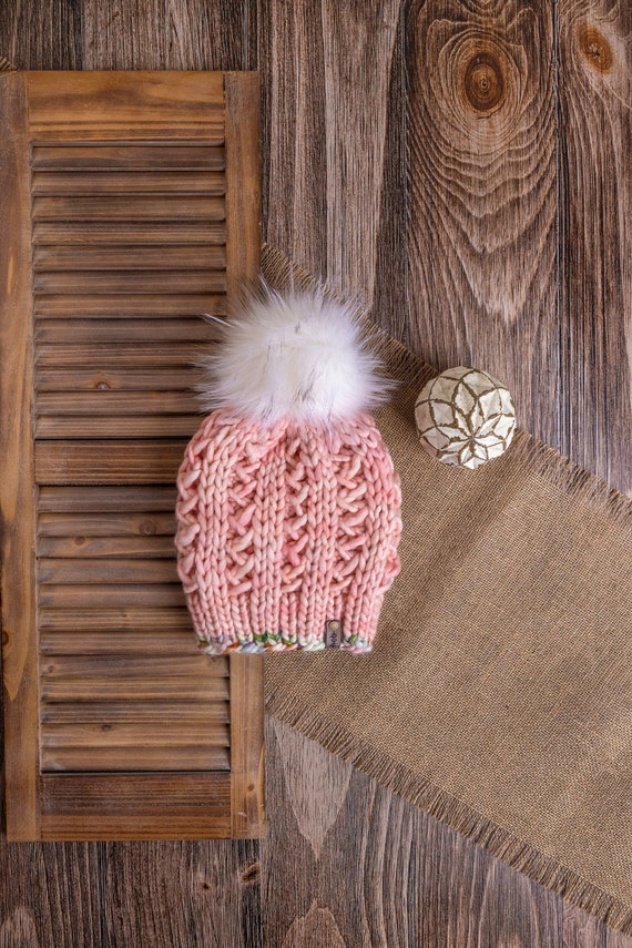 Pink Corset Beanie (Adult) - 100% Merino Wool Beanie (Pink)