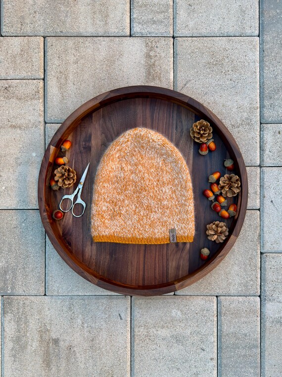 Headcase Slouchy Knit Beanie, Orange/White (Adult) - 100% Merino Wool & Mohair