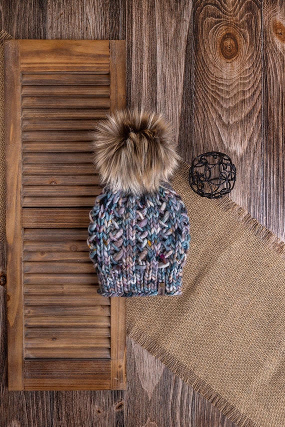 Corset Beanie (Adult) - 100% Merino Wool Beanie (Purple & Blue)