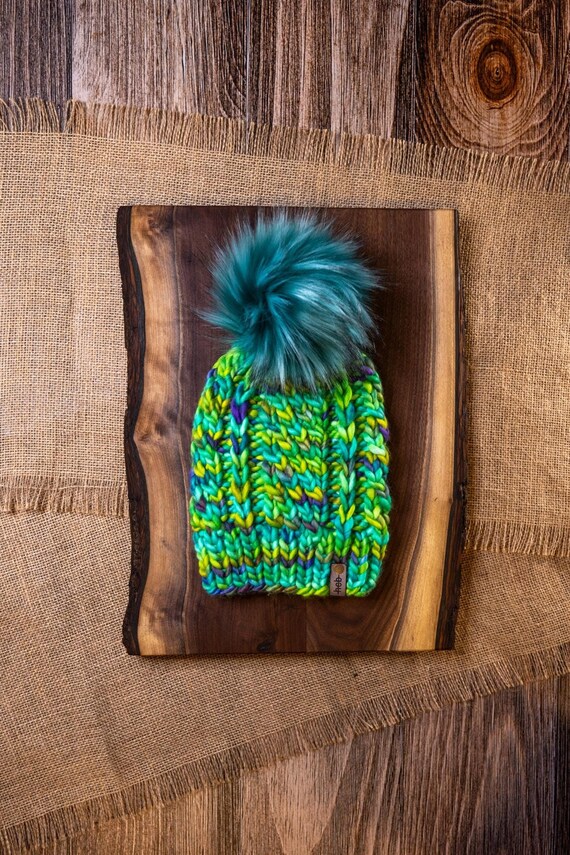Tranquility Beanie (Adult) - 100% Merino Wool Beanie (Green, Blue)