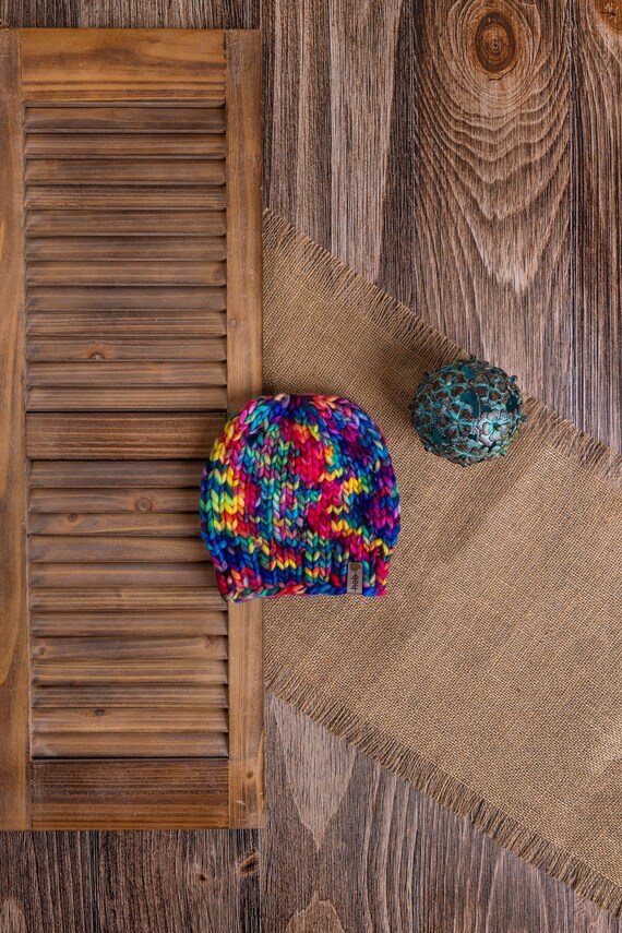Knit Beanie (Toddler) - 100% Merino Wool Beanie (Red, Purple, Blue, Yellow, Green)