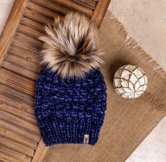 Five Point Luxury Beanie (Adult) - 100% Merino Wool Beanie (Dark blue)