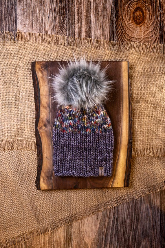 Candy Cane Saltwater Beanie (Adult) - 100% Merino Wool Beanie (Grey, Candy Cane)