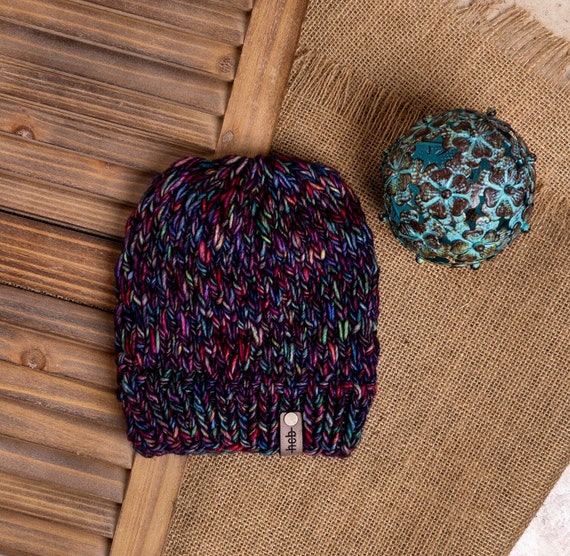 Bloom Beanie (Toddler) - 100% Merino Wool Beanie (Red Blue Purple)