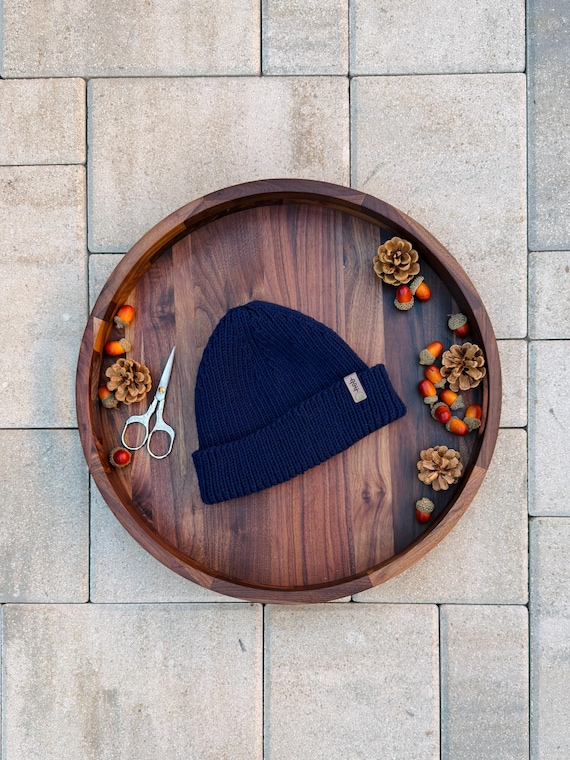 Everyday Beanie (Dark Blue), Fisherman Hat (Adult) - 100% Merino Wool (Blue)