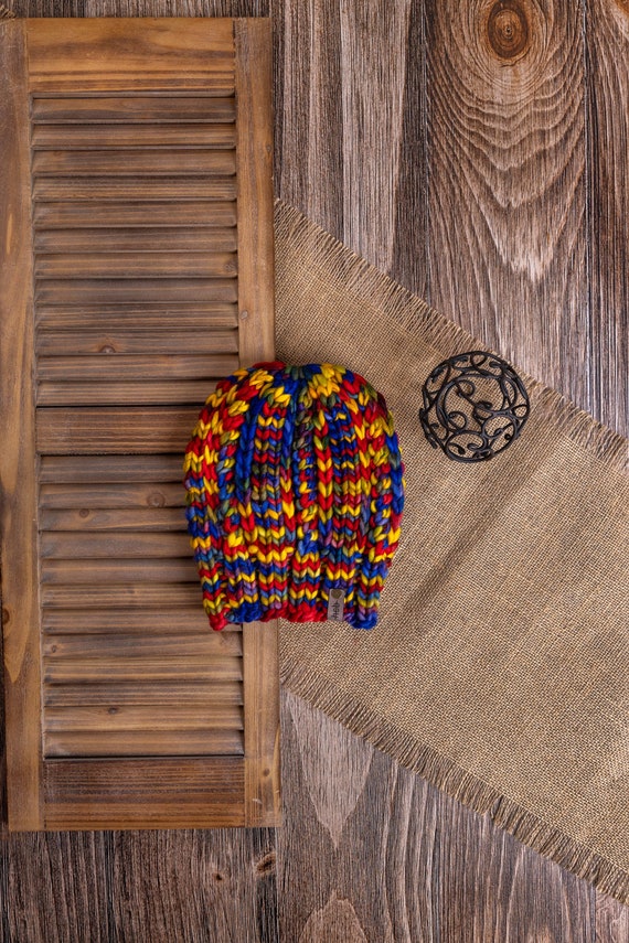Primary Color Fika Beanie (Adult) - 100% Merino Wool Beanie (Yellow, Red, Blue)