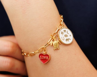 14K Gold Plated Custom Charm Bracelet Waterproof Tarnish Free Charm Jewelry Build Your Own Charm Bracelet for Women Pick Your Own Charms