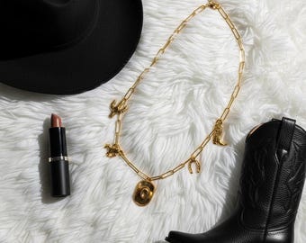 Gold Coastal Cowgirl Charm Necklace: Create Your Own Charm Jewelry by Coral CharmLab