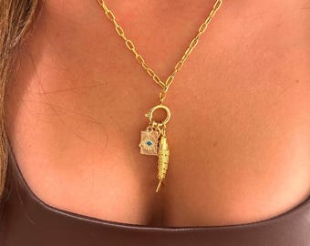 Carabiner Charm Necklace Create Your Own Custom Carabiner Charm Jewelry Free Personalization on Charm Holder Necklace