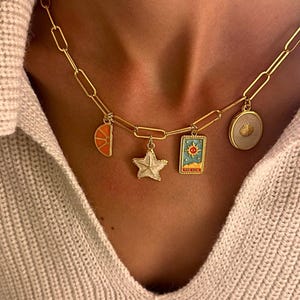 Tarot Charm Necklace Boho Charm Necklace Sun Sign Charm Necklace - Gold Charm Necklace - Silver Charm Necklace by Coral Charm Lab