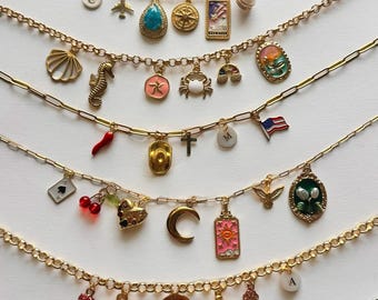 Personalized Gold Charm Bracelet: Custom Vintage Style, Build Your Own