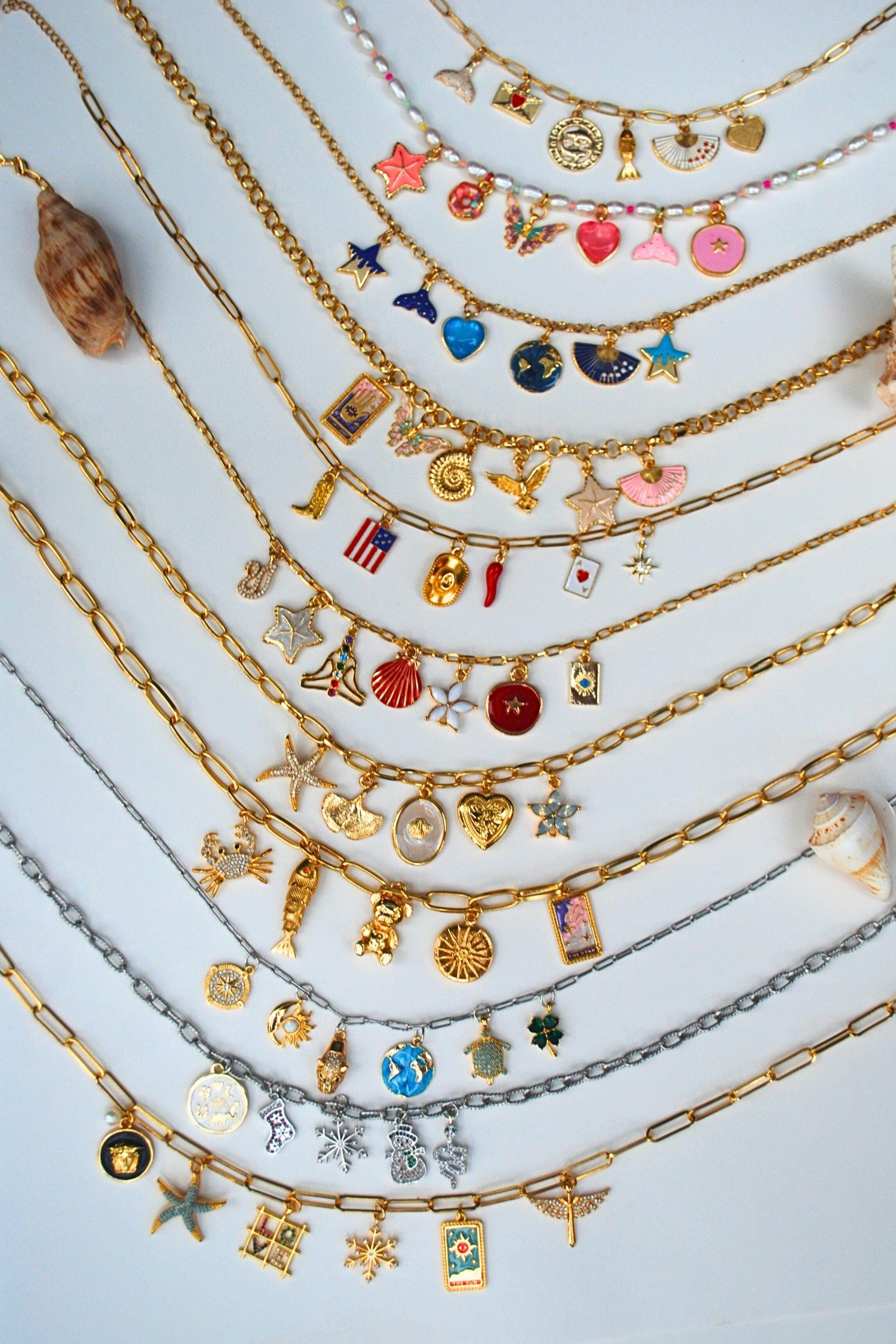 Custom Charm Necklace Build Your Own Charm Necklace Multi Charm Necklace Design Your Own Charm Necklace Gold Filled Stainless Steel Chain