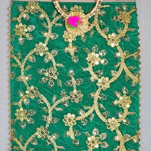 Bolso Potli bordado a mano con asa y cremallera: Regalo de recuerdo de boda floral multicolor imagen 4