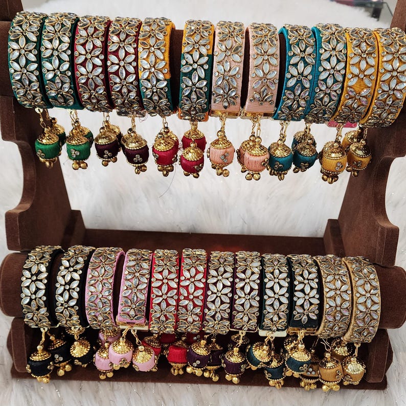 Indian Resham Bangle Traditional Handmade Jewelry Diwali Wedding Gift ...