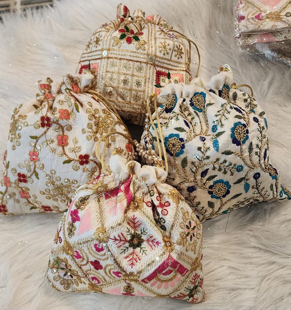 Embroidered Potli Bags Indian Wedding Favor Diwali Gift  display picture 1