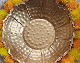 Golden Lotus Urli Bowl Hendmade Metal Floating Flower & Candle Holder.