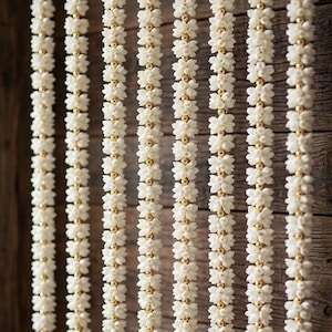 Mogra Bell Garland: White Gold Artificial Flower String 6-Pack Wedding Home Decor
