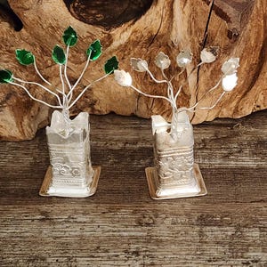 German Silver Tulsi Plant with Orange Potli Bag: Diwali Pooja Gift