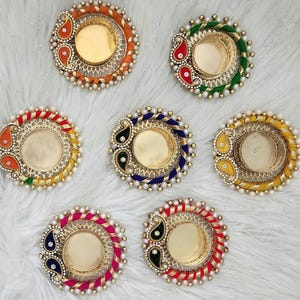 Handcrafted Multi Color Tea Light Holder: Diwali Festival Home Decor Candle Diya Gift