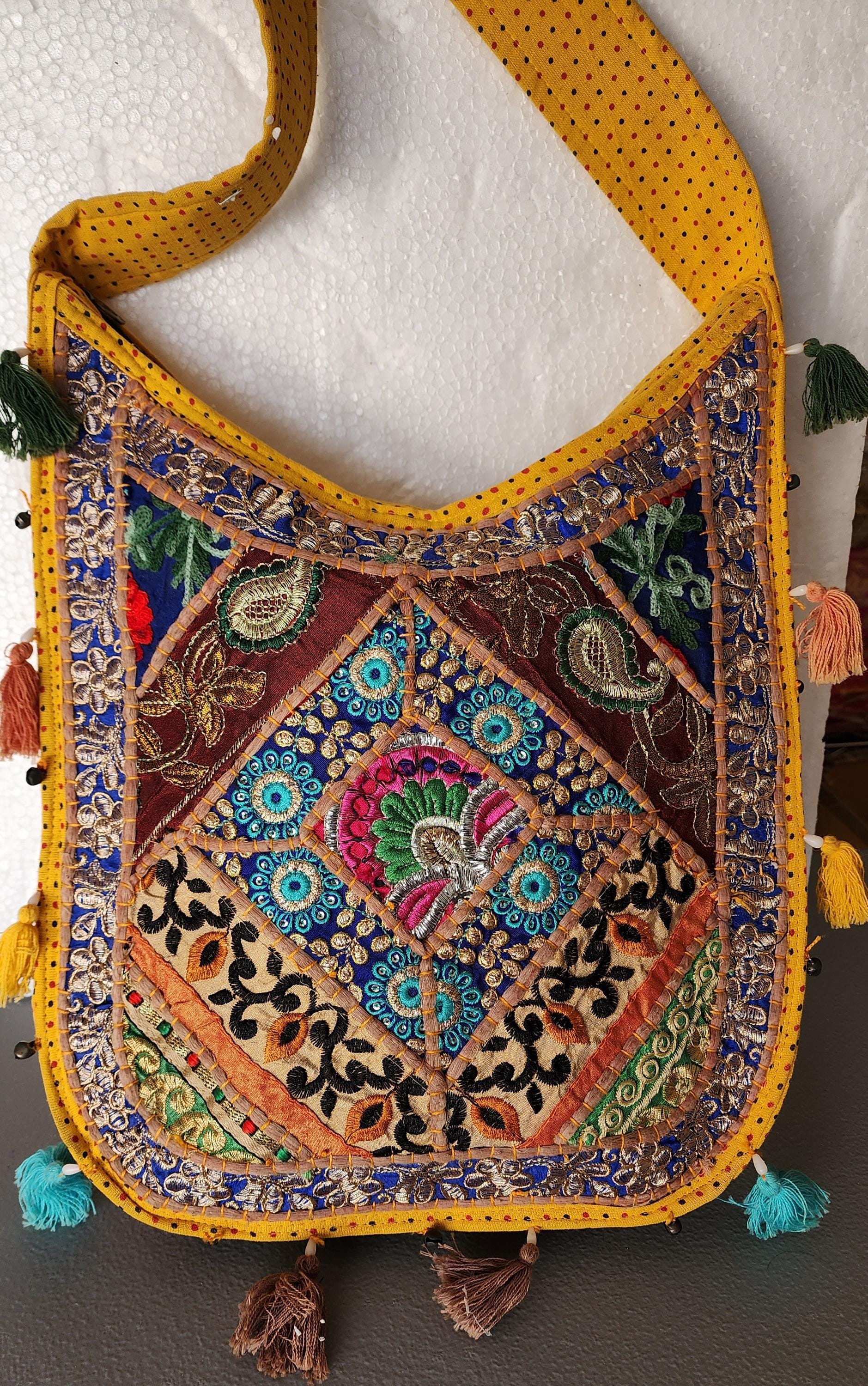 Jhola Jaipuri Rajasthani Mirror Work Bags Banjara India Elephant