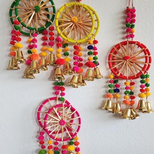 Indian Wedding Garland: Multicolor Pom Pom Gota Hanging