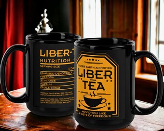 Tasse Helldivers 2 Liber-Tea, tasse matinale de Liber-Tea, Helldivers Taste Democracy, tasse noire (11 oz, 15 oz)