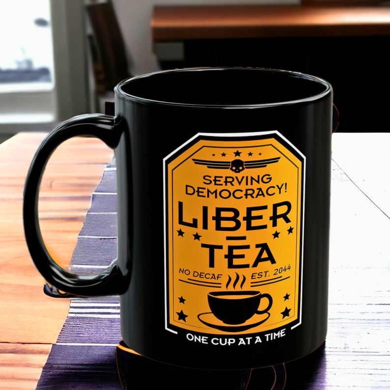 Liber-Tea Helldivers 2 Mug Morning Cup Of Liber-Tea Black Mug 11oz, 15oz image 2